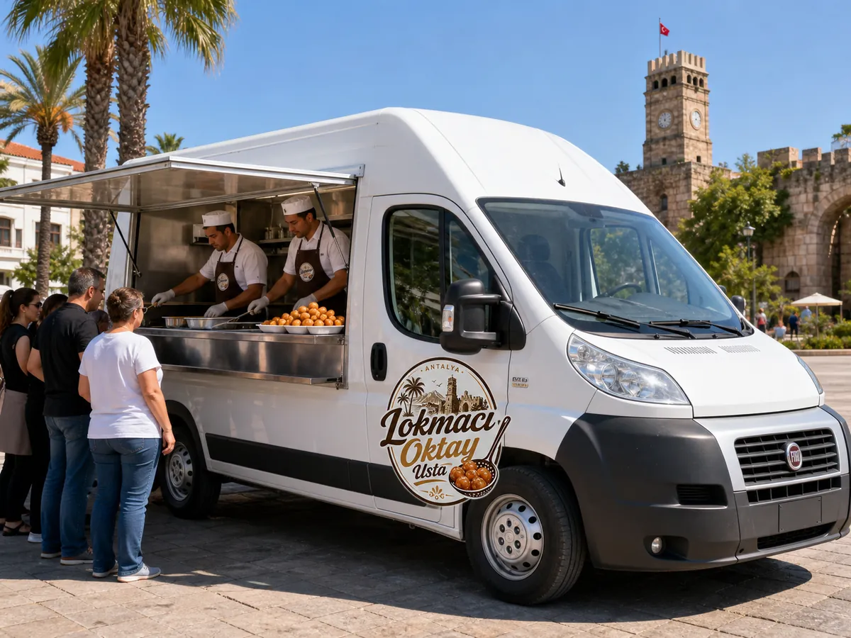 Antalya'da hayır lokması dağıtımı yapan Oktay Usta mobil ikram aracı